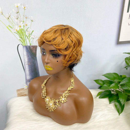 Machine Human Hair Wig Natural Hair Wigs 0701 Color T1B/30#