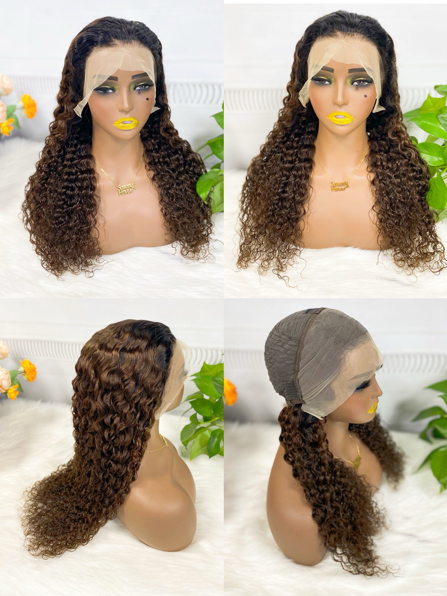 13*4 Lace Wig Water Wave Natural Virgin Human Hair Lace Wigs Color T1B/33# 200% Density