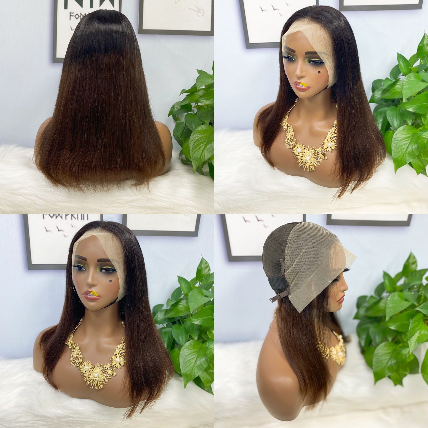 13*4 BoB Wig Straight Wigs Color T1B/33# 200% Density