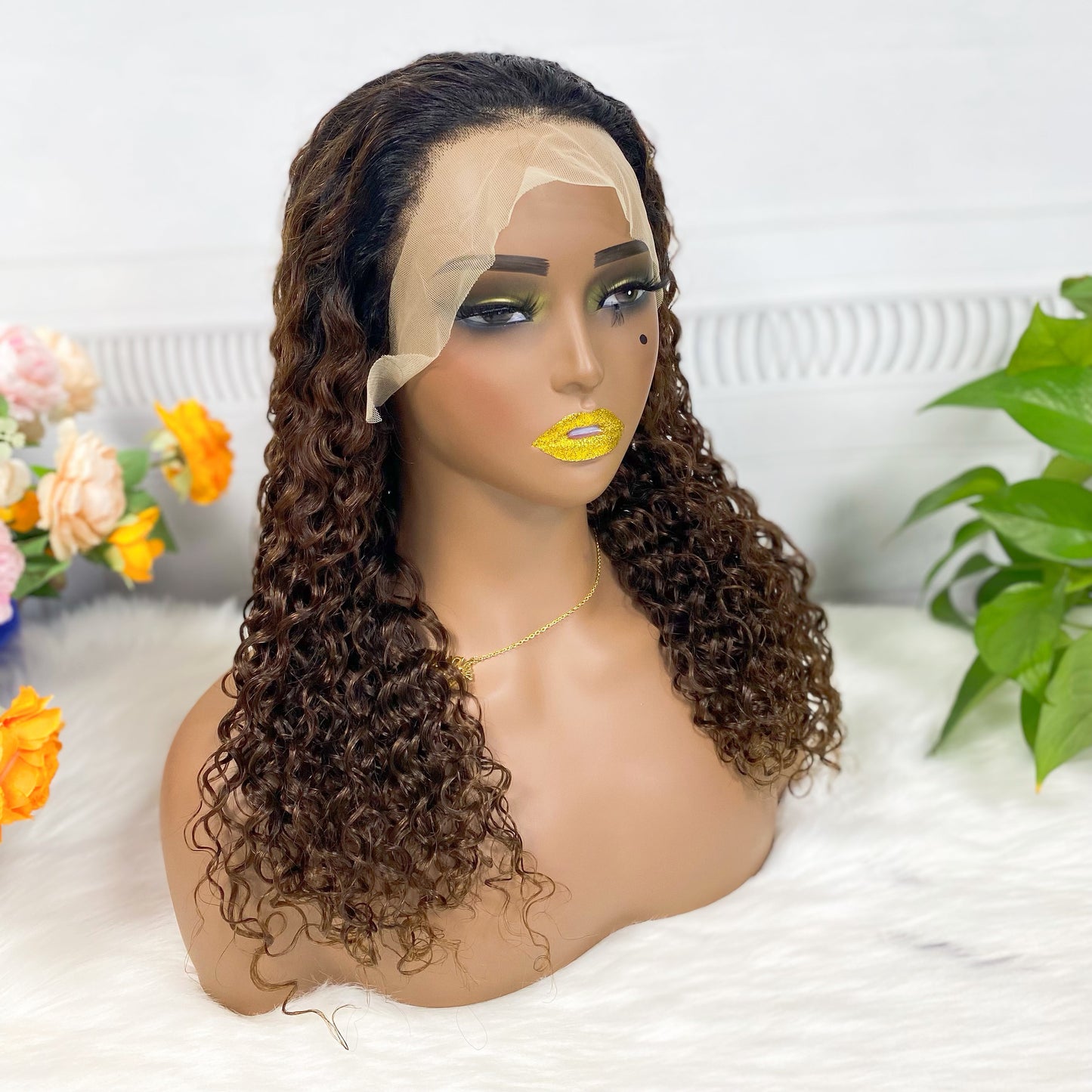 13*4 Lace Wig Water Wave Natural Virgin Human Hair Lace Wigs Color T1B/33# 200% Density