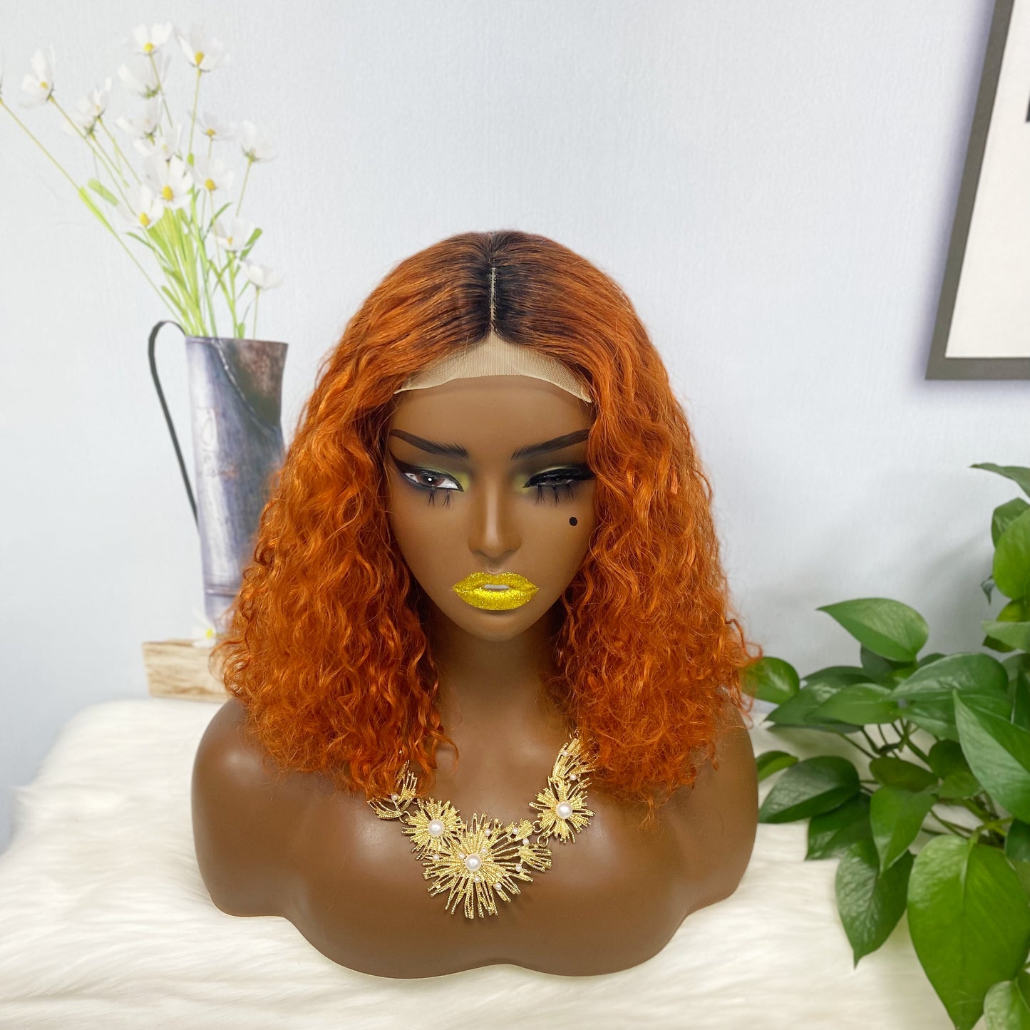 DD 4*4 T Lace Wig Water Wave Virgin Human Hair Lace Wig Color T1B/350#