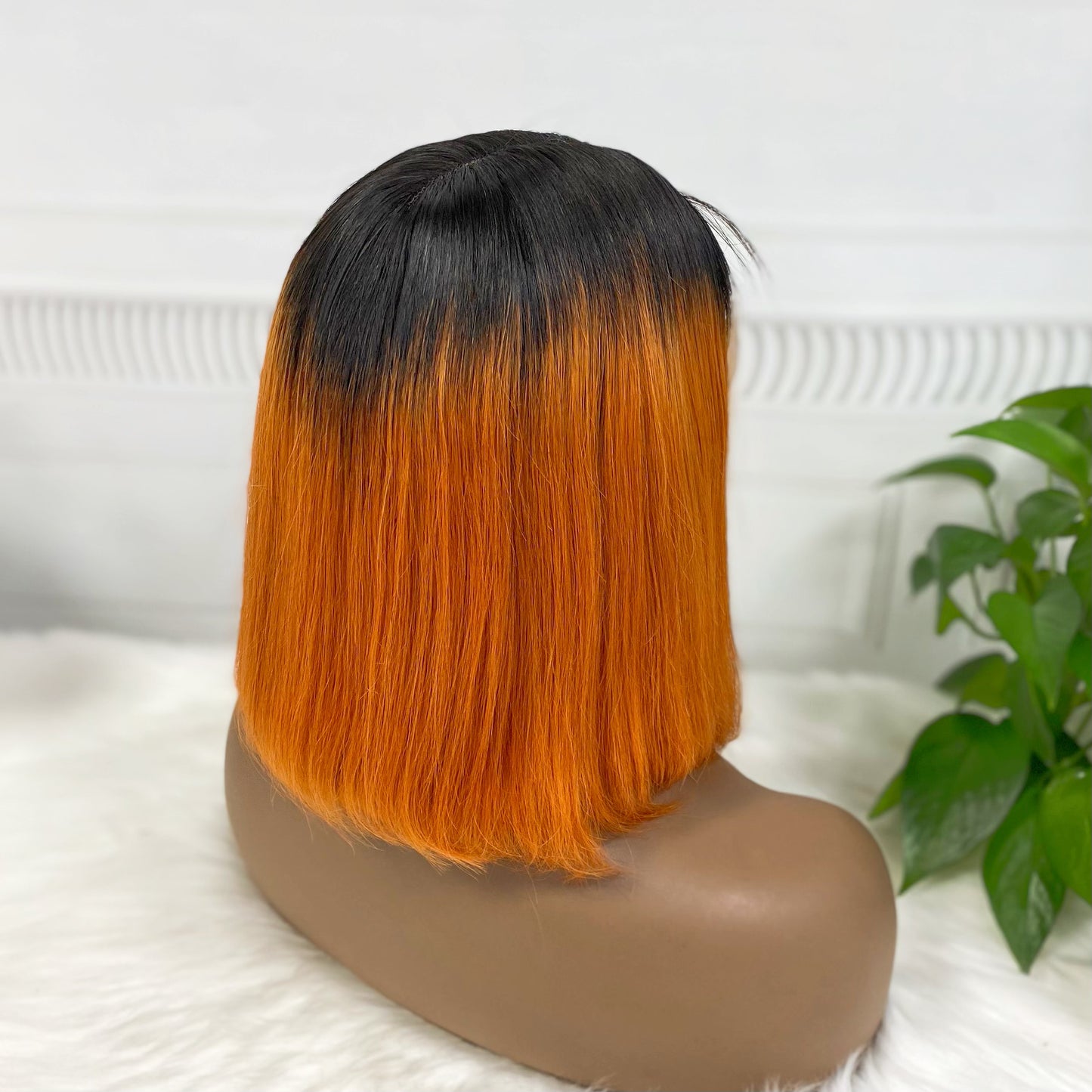 Super Double Drawn 2*6 Lace Bob Wig  Human Hair Lace Wig Color T1B/Orange Straight