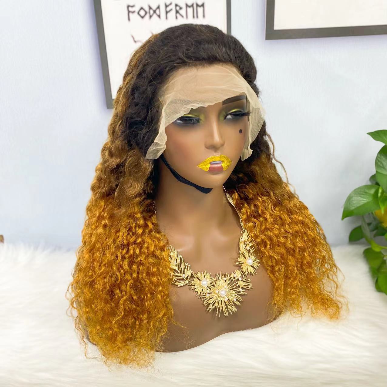 13*4 Lace Wig Water Wave Natural Virgin Human Hair Lace Wigs Color T1B/4/30# 250% Density