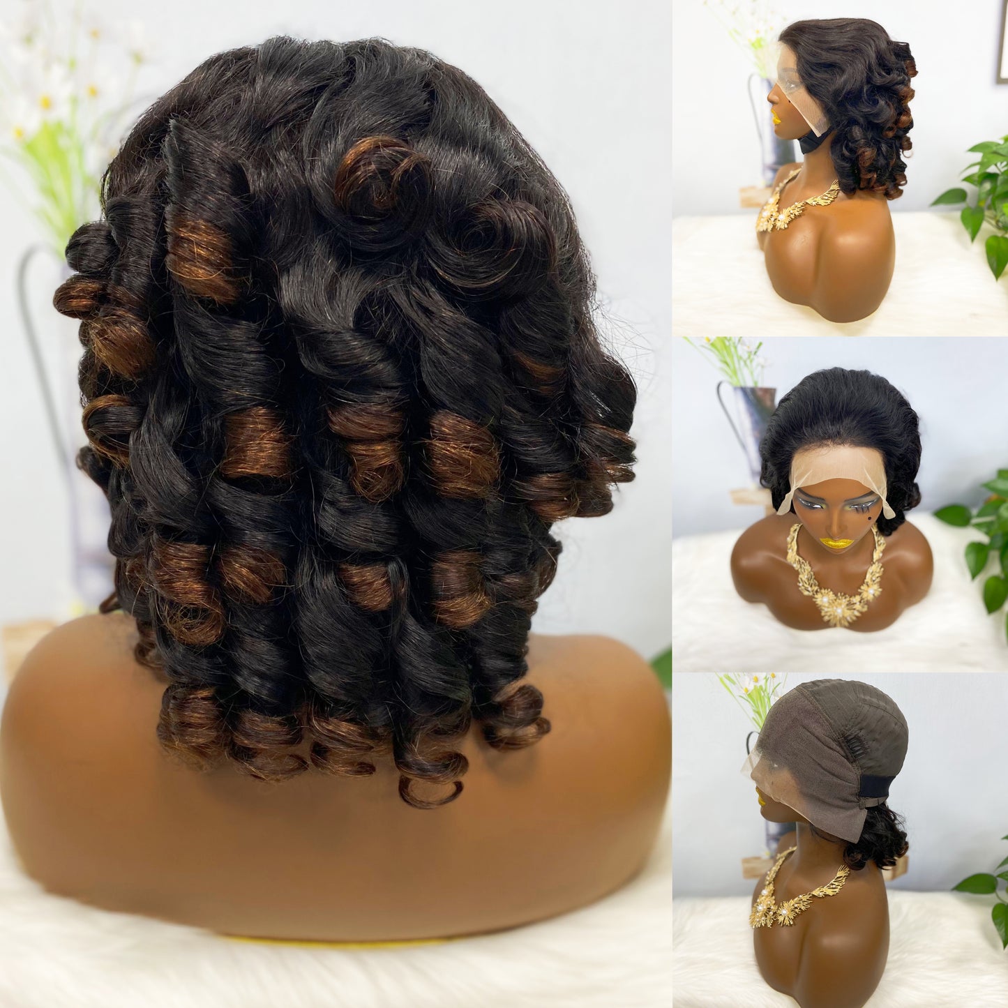 DD 13*4 Lace Wig Spring Curl Natural Human Hair Lace Wigs Color T4/27/4#