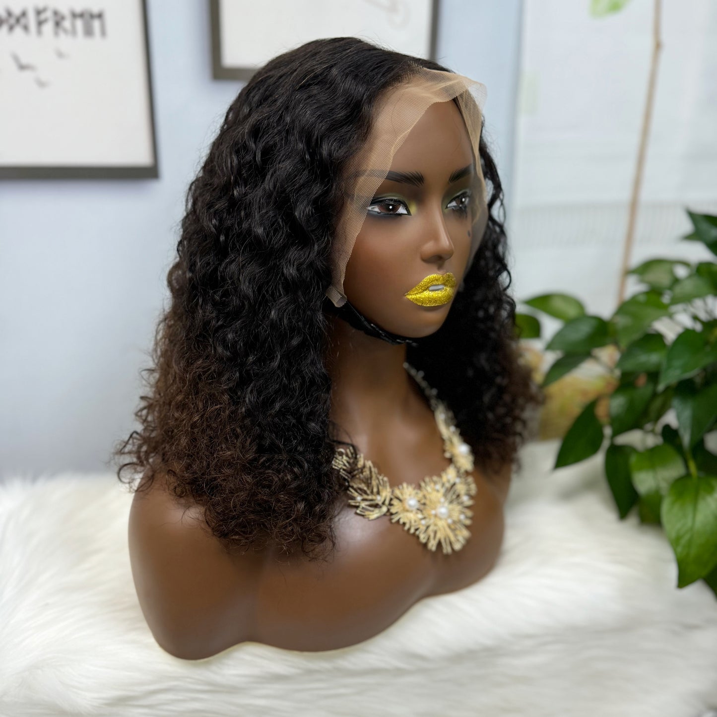 Double Drawn 13*4 Lace Wig  Pissy Curly Natural Human Hair Lace Wigs Color T1B/4# 250% Density