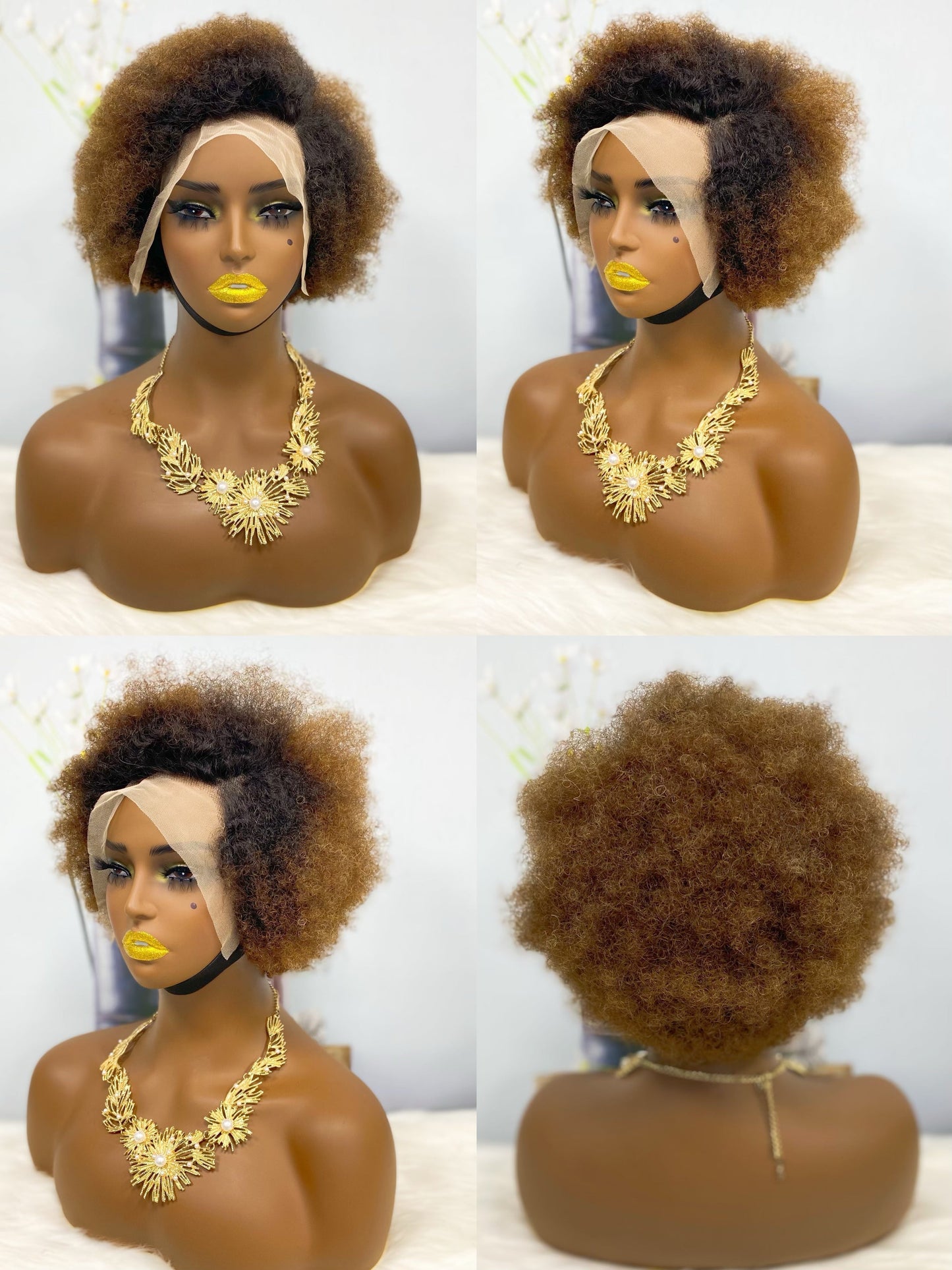 Perruque Lace Wig 13*4 Afvo, cheveux humains, couleur T1B/30 # (partialité)