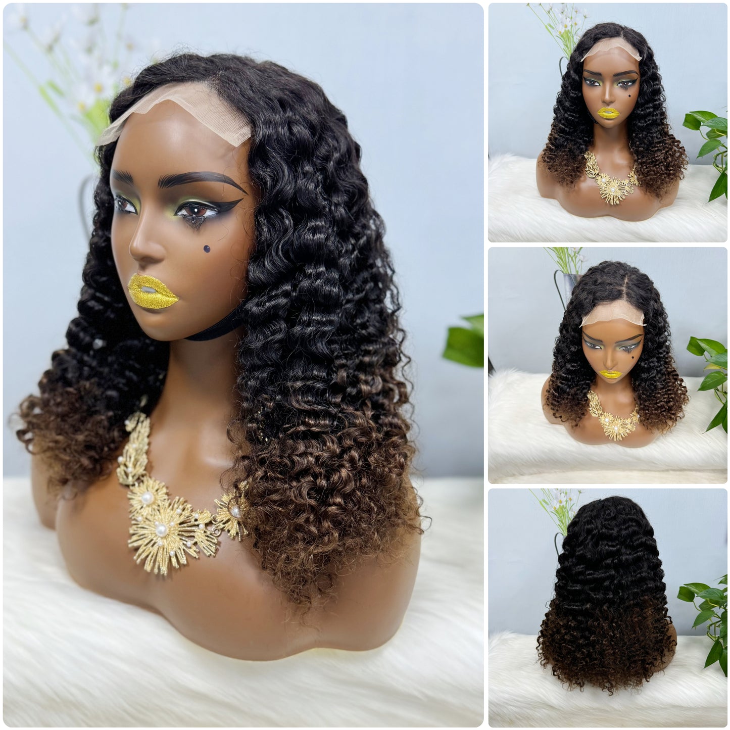 Double Drawn 5*5 Glueless Wig Burmese Curl Natural Color Lace Wigs Color NC 16inch