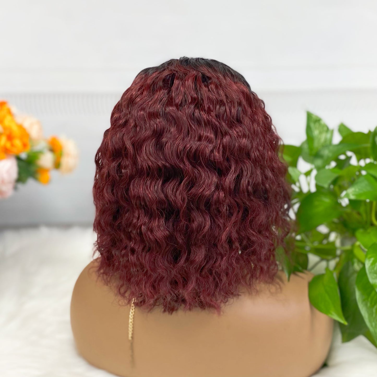 13*4 BoB Wig Water Wave  Wigs Color T1B/99J 200% Density