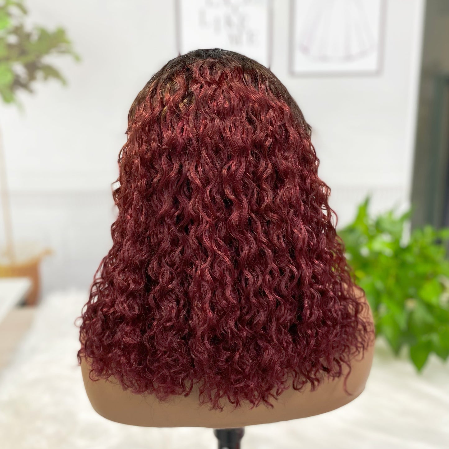 13*4 BoB Wig Water Wave  Wigs Color T1B/99J 220% Density