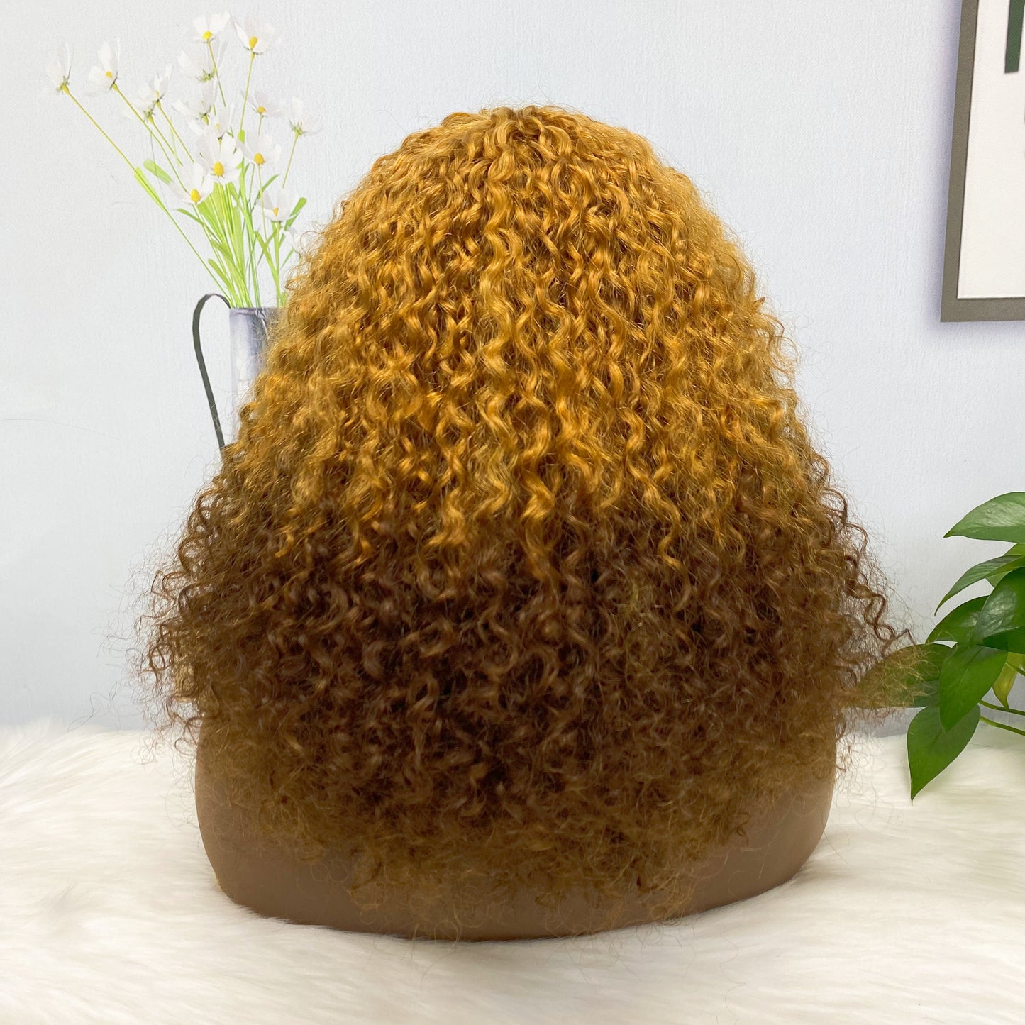 Fringe DD Wig Machine Human Hair Pixie Curly Wig Color T30/4