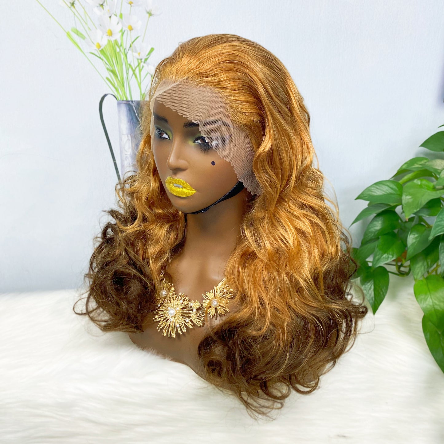 Double Drawn 13*4 Lace Wig Loose Wave Natural Human Hair Lace Wig Color T30/4# 250% Density