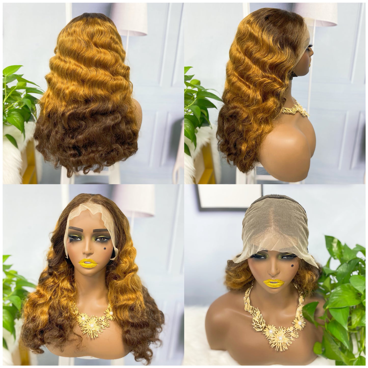 Double Drawn 13*4 Lace Wig Loose Deep Virgin Human Hair Wig Color T4/30/4 20inch 250% Density