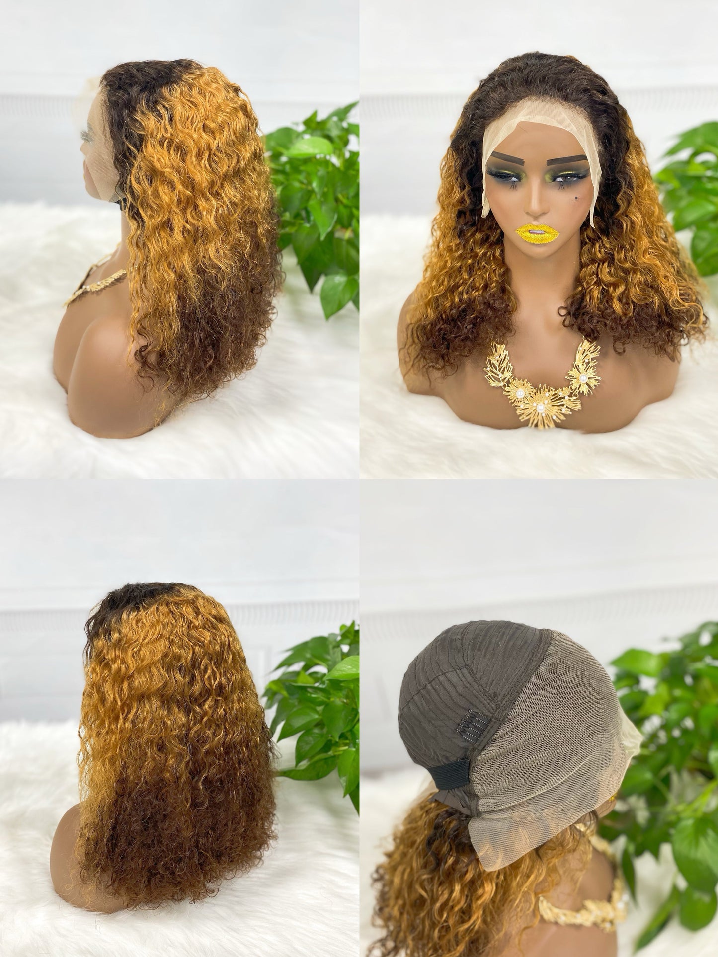 Double Drawn 13*4 Lace Wig Pissy Curly Natural Human Hair Lace Wigs Color P4/30# 250% Density