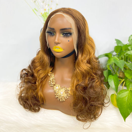 Double Drawn 13*4 Lace Wig  Romance Human Hair Lace Wig Color T4/30/4# 20inch