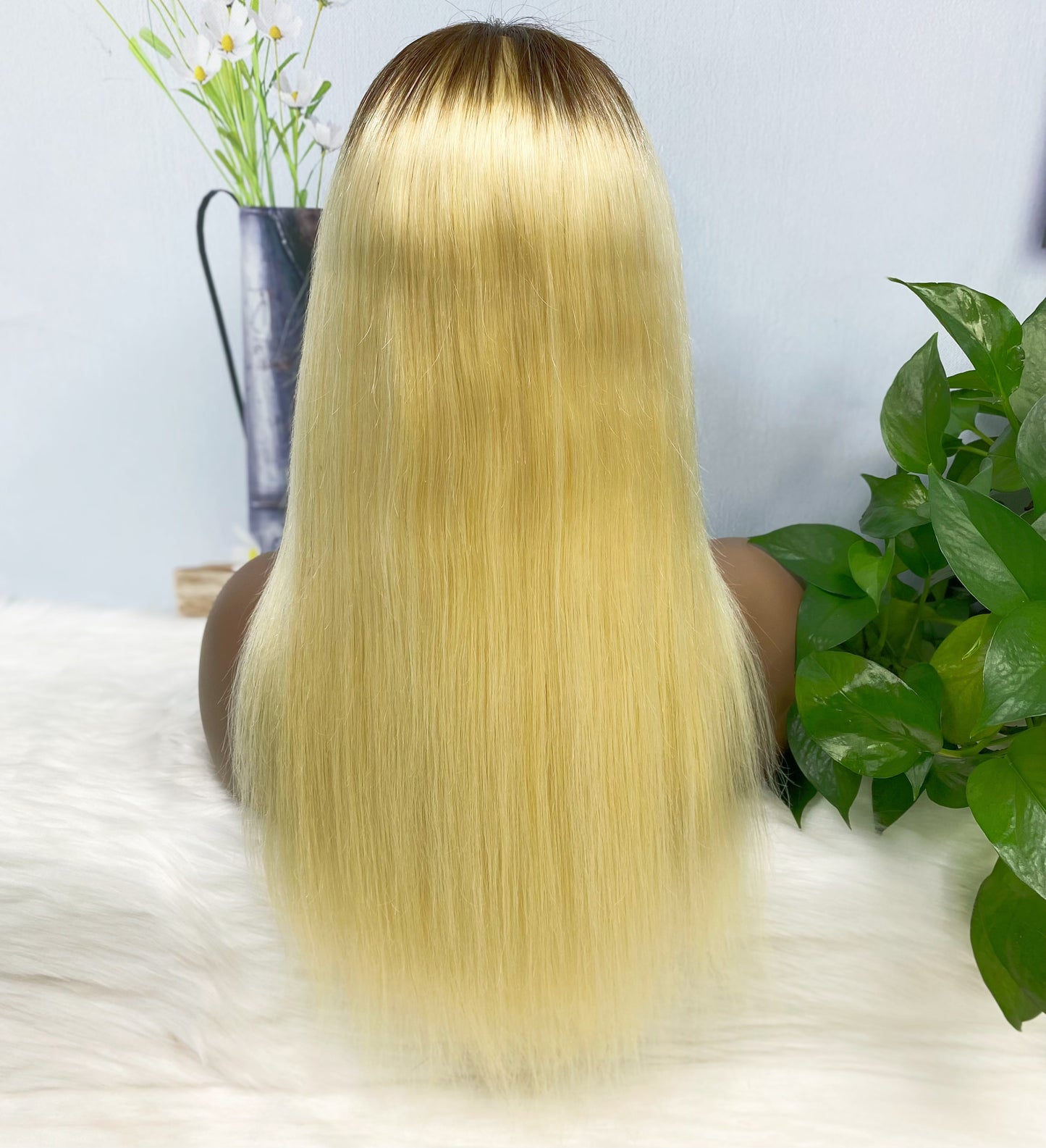 13*4 Lace Wig Straight  Natural Human Hair Lace Wigs Color T4/613# 200% Density