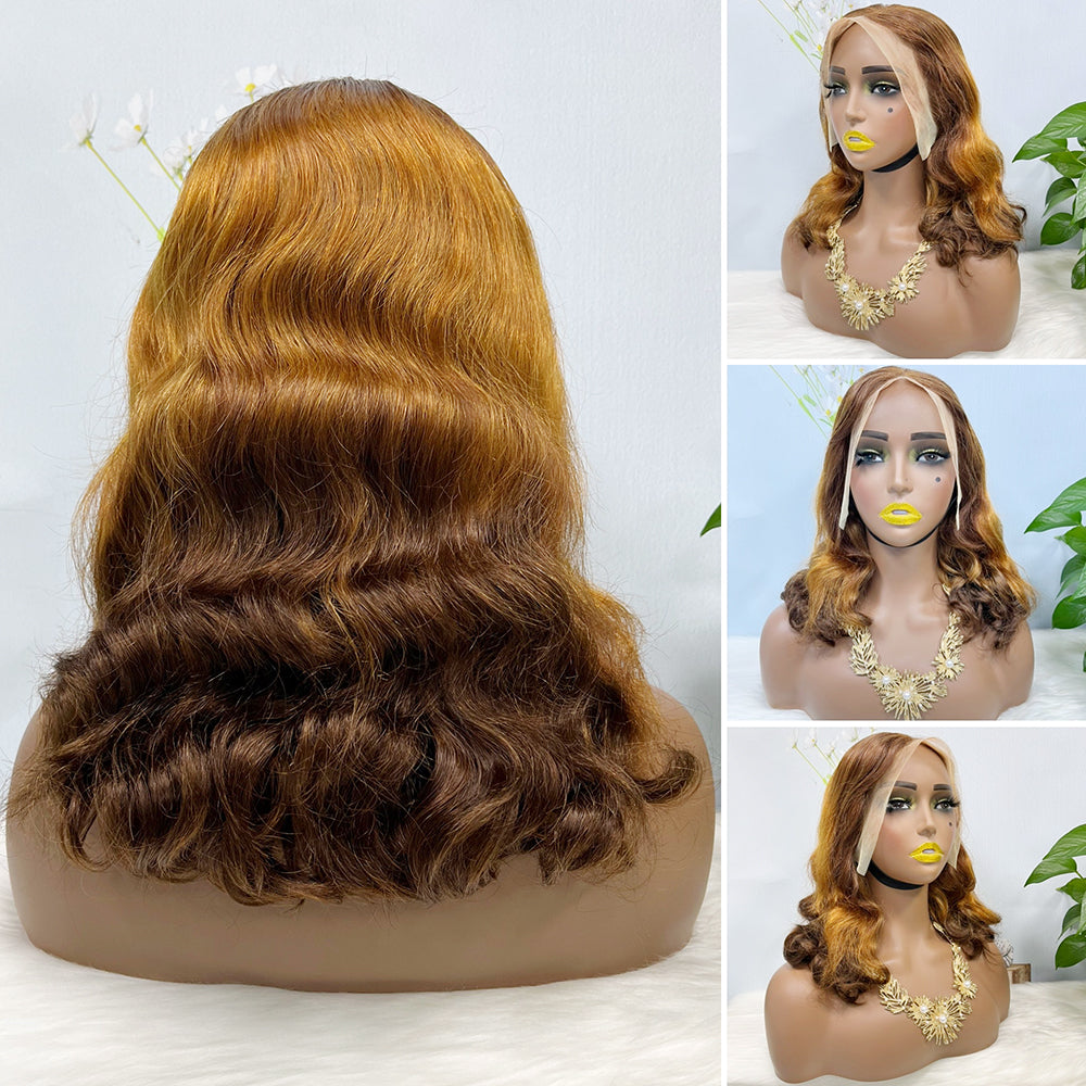 DD 13*4 Lace Wig Loose Body Wave Natural Virgin Human Hair Lace Wigs Color T4/30/4#  250% Density