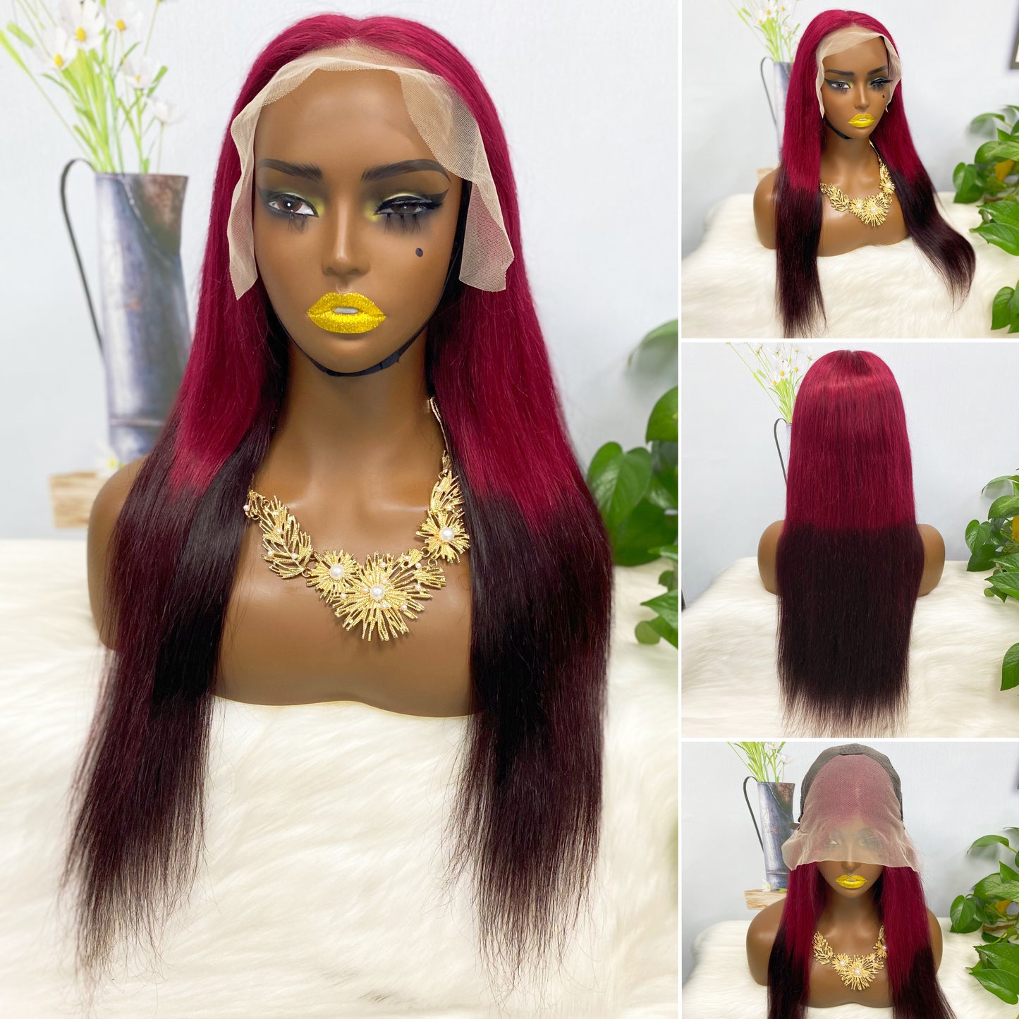 13*4 Lace Wig Straight Natural Human Hair Lace Wigs Color T99/2# 250% Density