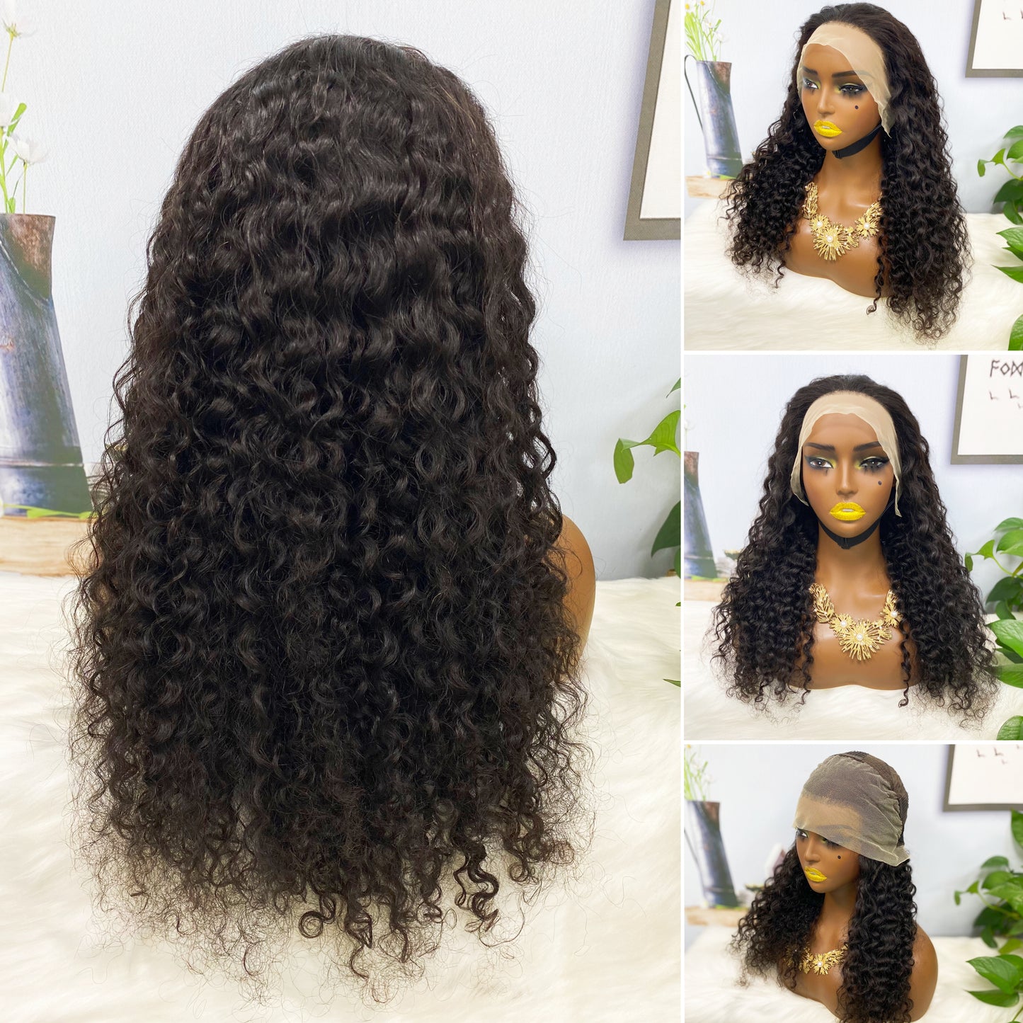 13*4 Lace Wig Water Wave Natural Color Virgin Human Hair Wigs 200% Density Color NC