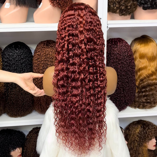 Color 13x4 Lace Wig Water Wave Human Hair Wigs Color 33# 18"-30"