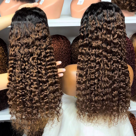 Color 13x4 Lace Wig Water Wave Human Hair Wigs Ombre Color T1B/4 18"-30"