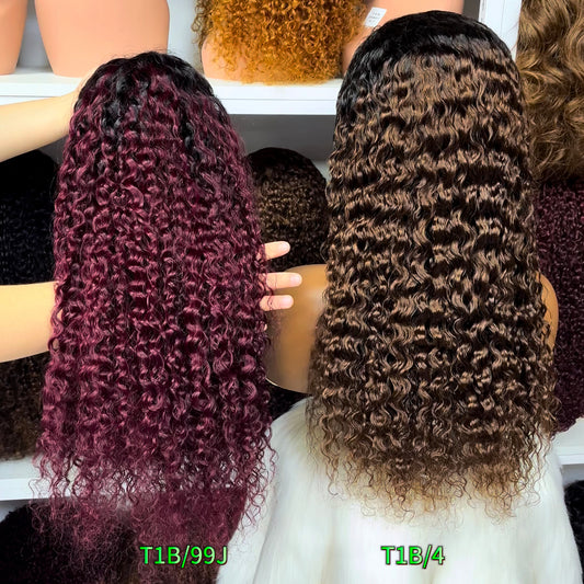 Color 13x4 Lace Wig Water Wave Human Hair Wigs Ombre Color T1B/99J 18"-30"