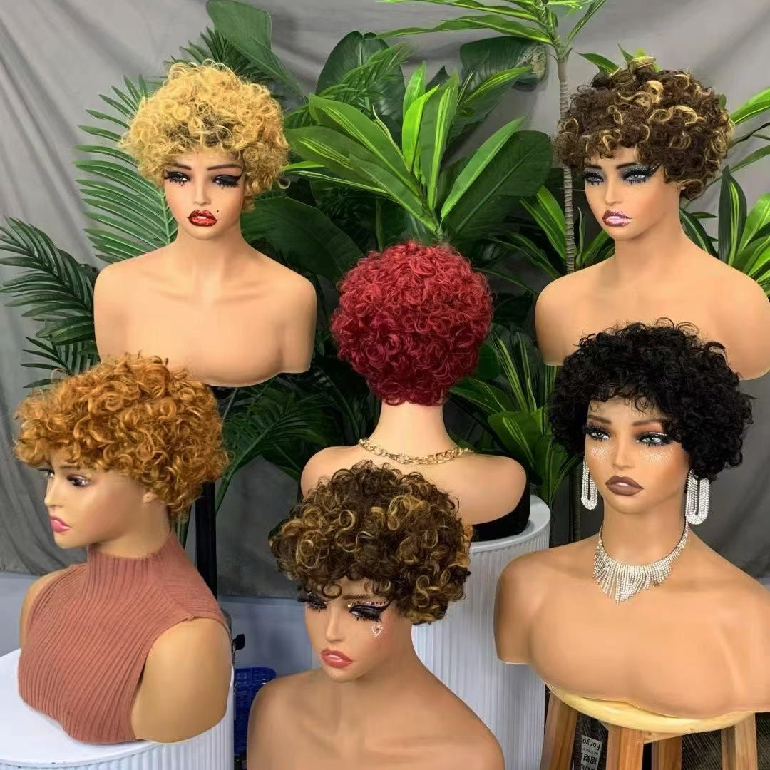 Machine Human Hair Wig Natural Hair No Lace Wigs Natural Color Wig 026