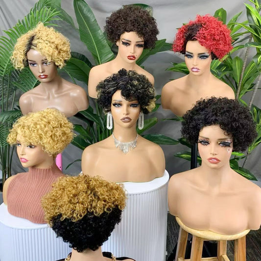Machine Human Hair Wig Natural Hair No Lace Wigs Natural Color Wig 310