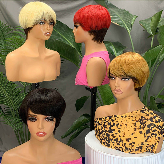 Machine Human Hair Wig Natural Hair No Lace Wigs Natural Color Wig 513