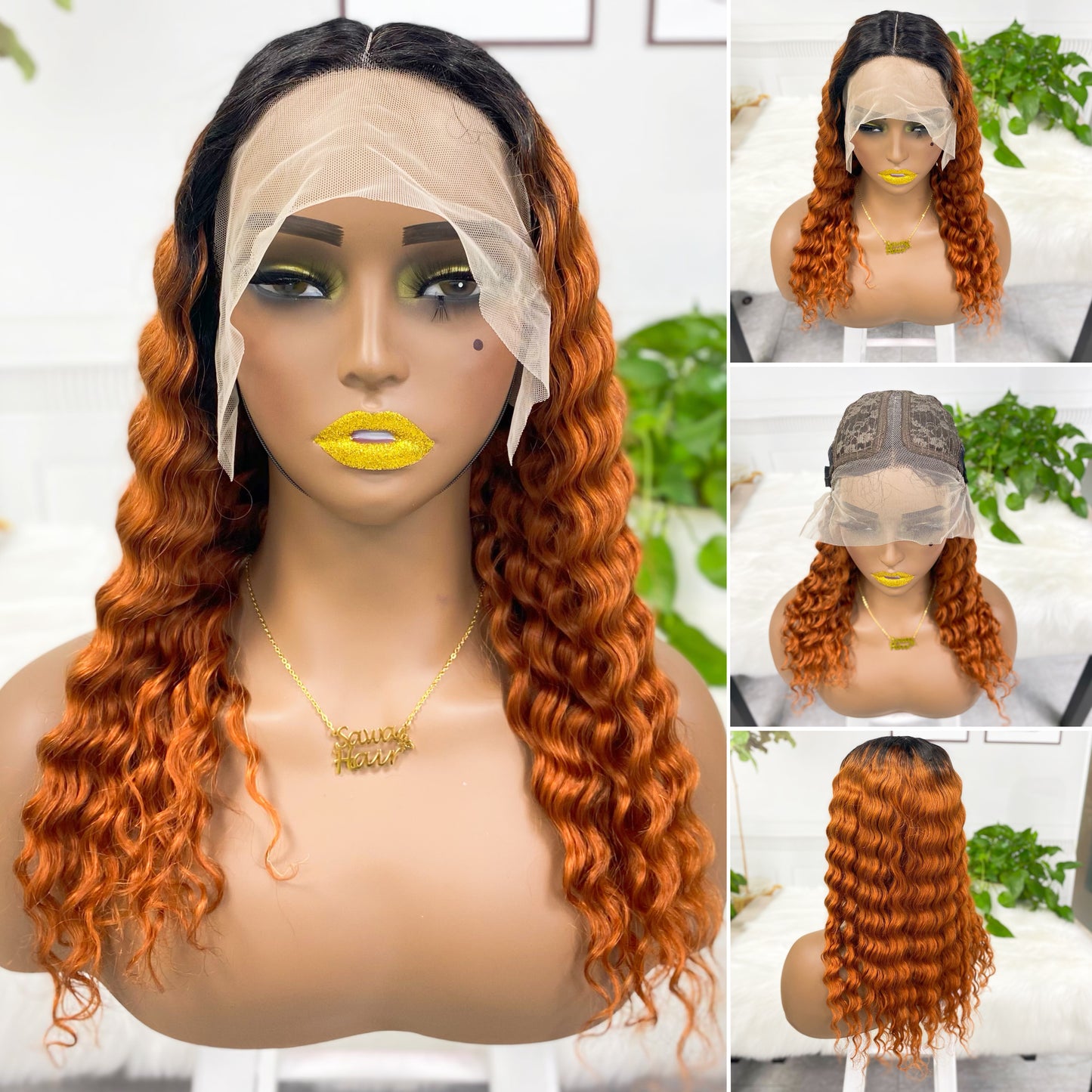 T Lace Wig Deep WaveNatural Human Hair Lace Wigs Color 99J 20inch