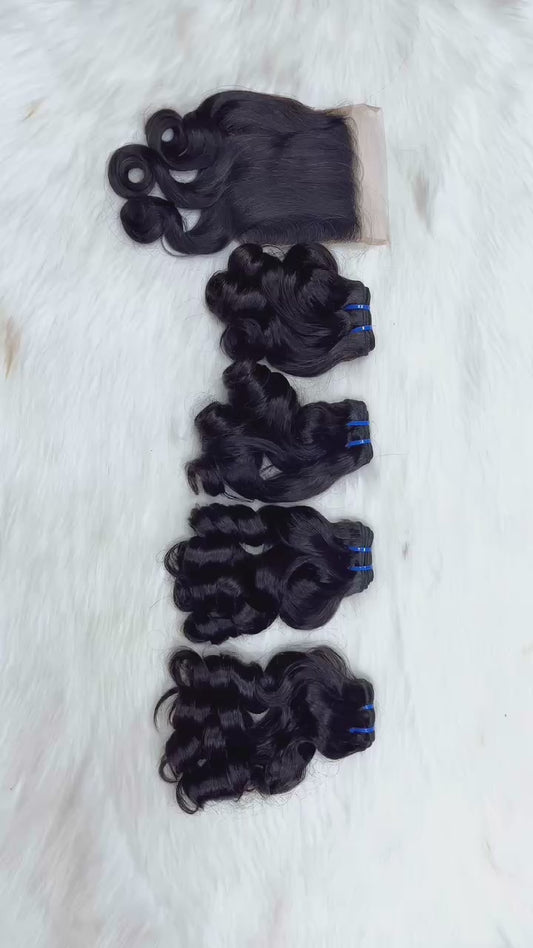 Double Drawn Burmese Hair Bundles Bouncy Curl Natural Human Hair Natural Color 100grams
