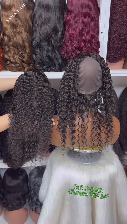360 HD Lace Frontal Water Wave 100% Natural Human Hair Natural Color 12"-22"