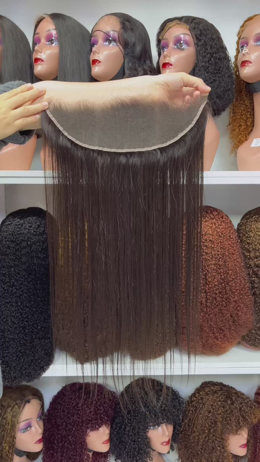 13*4 HD Lace Frontal Straight 100% Natural Human Hair Natural Color 12"-24"