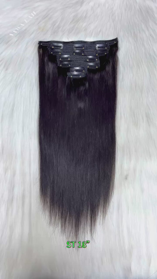 Clips in Hair (7Pcs/Set)Human Hair Straigh  Natural Hair 6"-32"