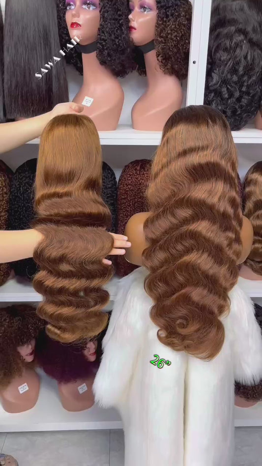 Color 13x4 Lace Wig Body Wave Human Hair Wigs Brown Color 4# 18"-30"