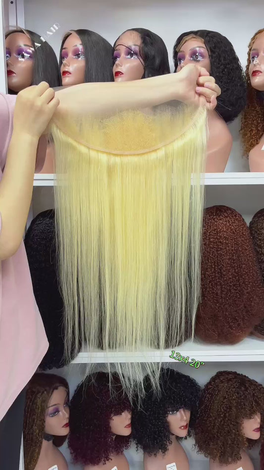 13*4 Lace Frontal Silky Straight 100% Virgin Natural Human Hair Color 613# 12"-22"