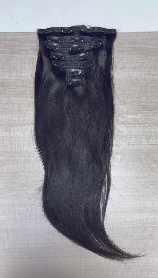Clips in Hair (7Pcs/Set)Human Hair Straigh  Natural Hair 6"-32"
