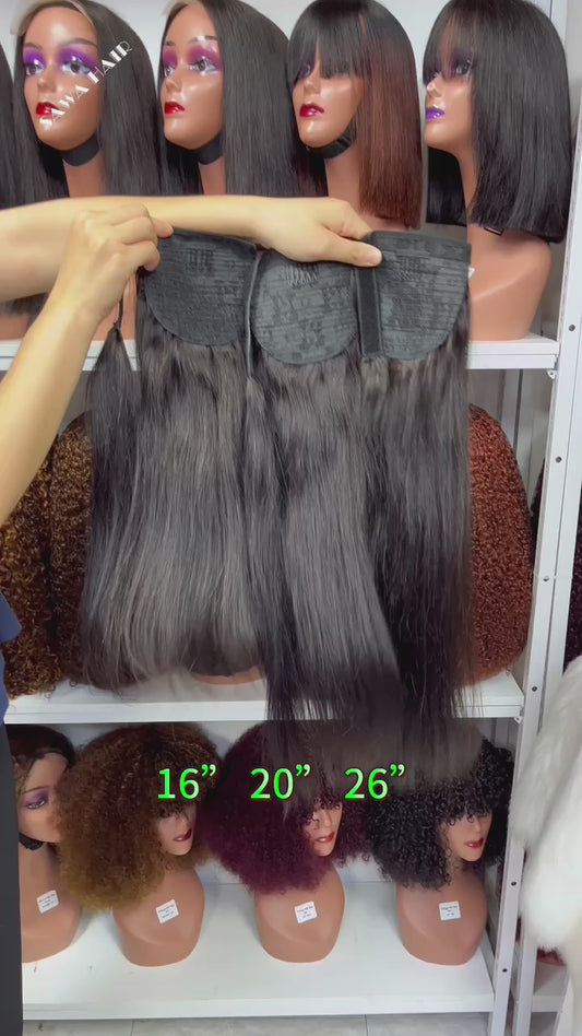 Ponytail 110gram Human Hair Jerry Curl Natural Hair 12"-32"