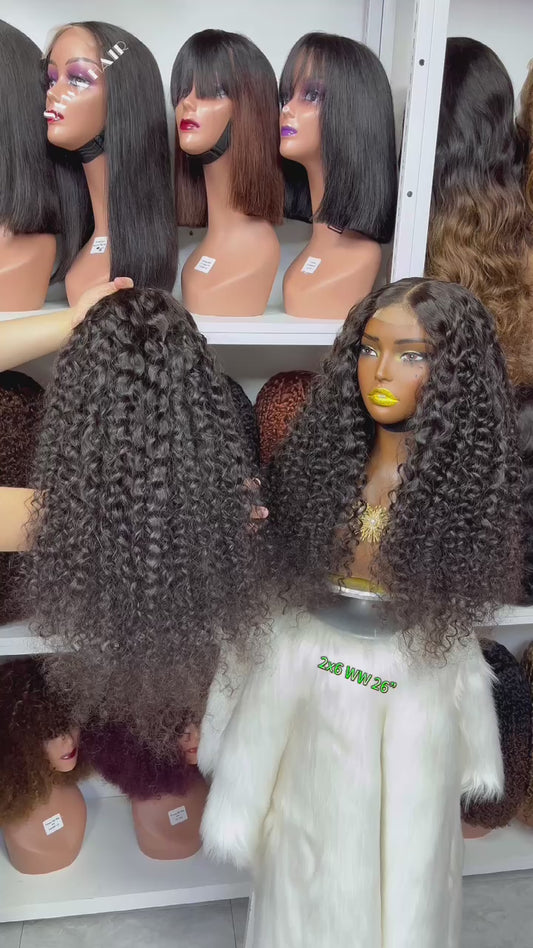 5*5 HD perruque de dentelle sans colle vague d'eau cheveux humains vierges perruques de dentelle bouclée densité 250%