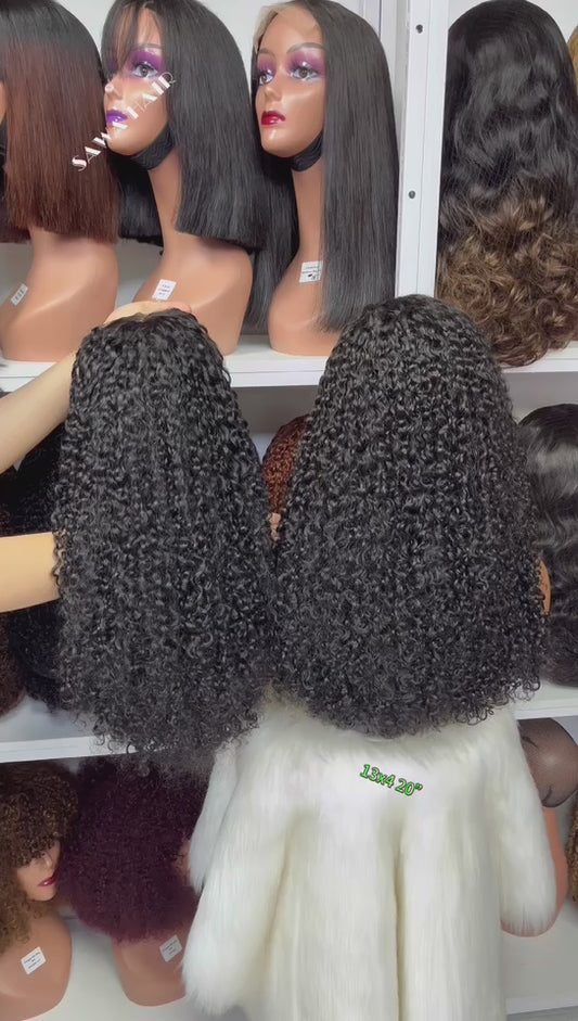 Double densité dessinée de la couleur 33# 250% de perruques de dentelle de couleur de boucle de lutin de perruque 13*4