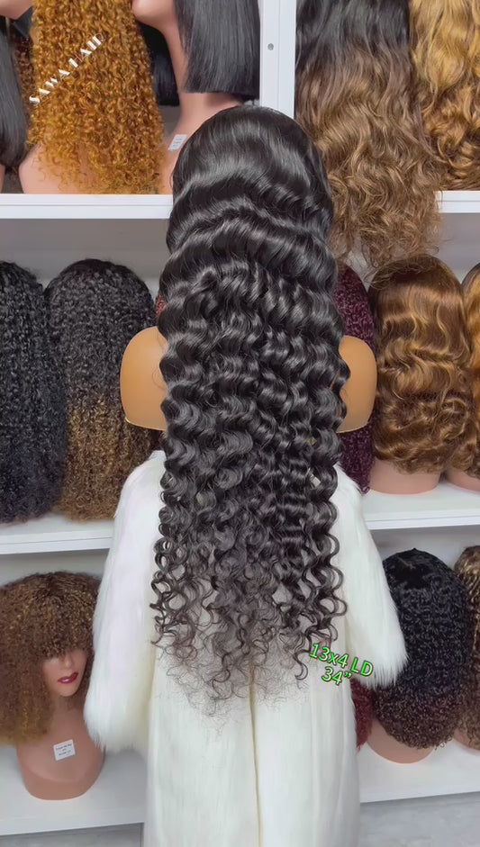 13x4 Lace Wig Loose Deep Burmese Human Hair Wigs Natural Color 300% Density 16"-40"