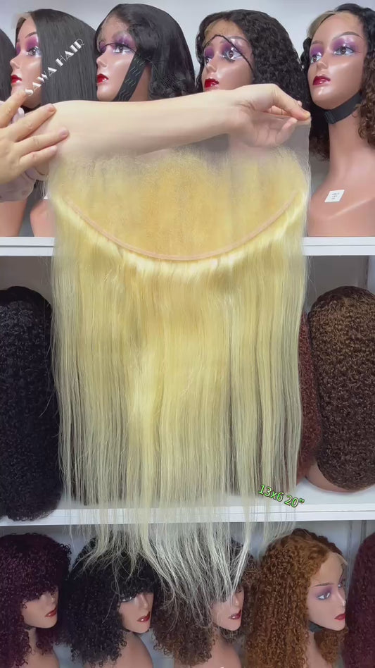 13*6  Lace Frontal Silky Straight 100% Virgin Natural Human Hair Color 613# 14"-22"