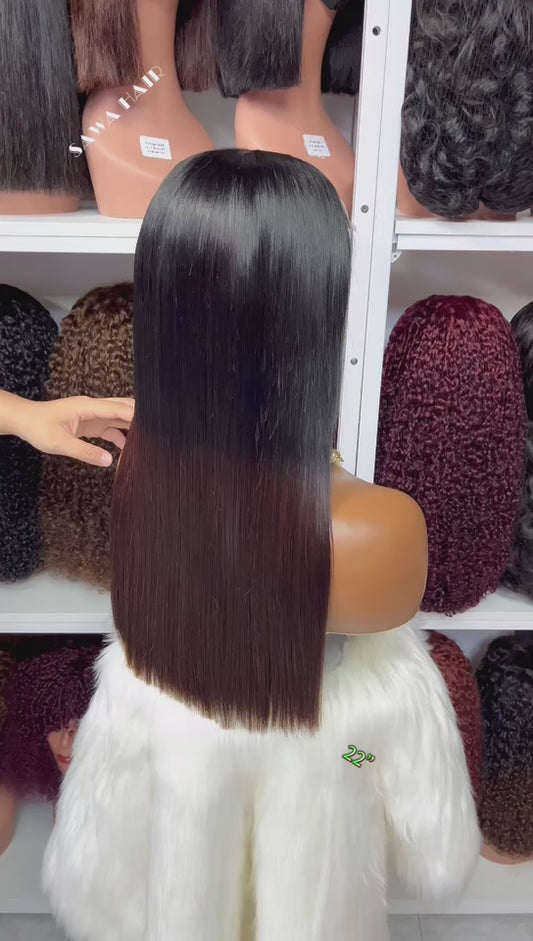 Super Double Drawn 5*5 Glueless Lace Wig Bone Straight Human Hair Wigs 22" Color T1B/2#