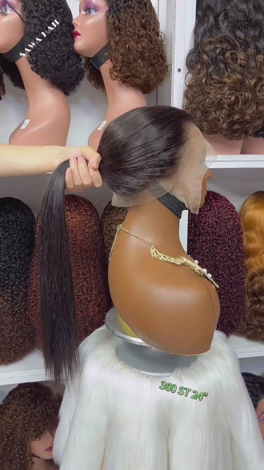 360 Lace Wig Straight Natural Human Hair Wigs 16“-32” Natural Color 350% Density