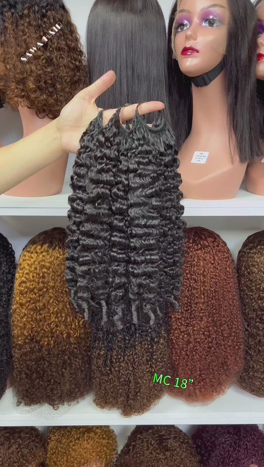 Pre Looped Feather Crochet Human Hair Bulk Magic Curl Natural Hair 100grams and 80pcs for 1 Bundle