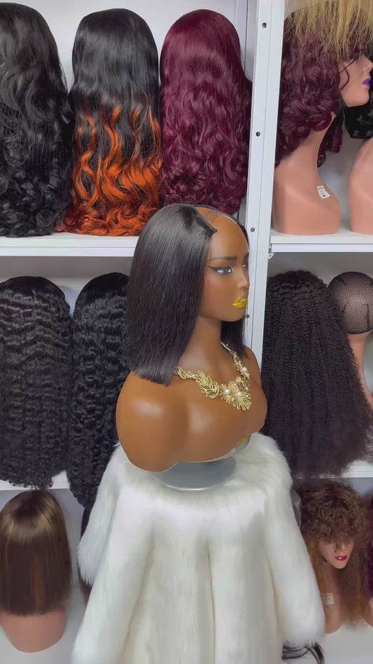 SDD V Part Wig Straight Human Hair Wigs Natural Color 300% Density 6"-30"