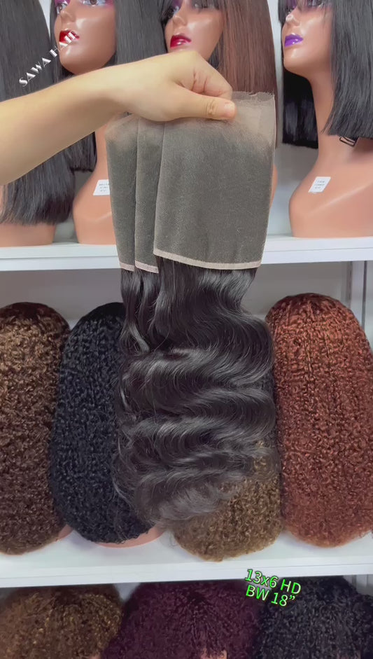 13*6 HD Lace Frontal Silky Body Wave  100% Virgin Natural Human Hair Color NC 12"-28"