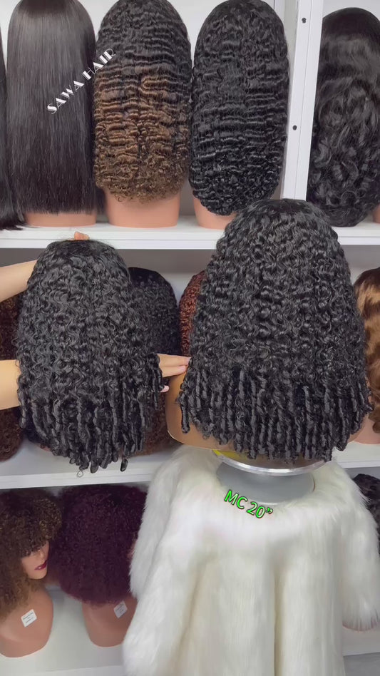 Double Drawn 13x4 Glueless Wig Magic Curl Natural Human Hair Wigs Natural Color 20"