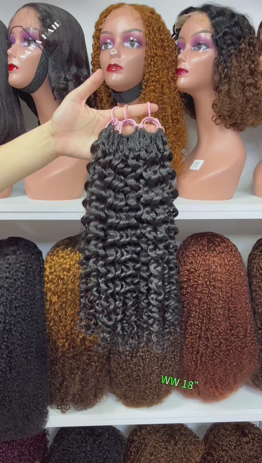 Pre Looped Feather Crochet Human Hair Bulk Water Wave Natural Hair 100grams and 80pcs for 1 Bundle