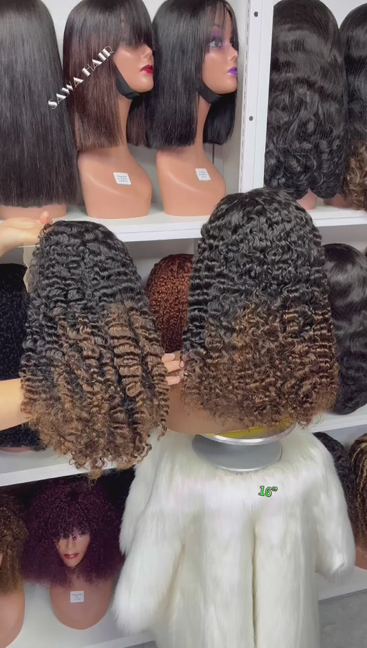 Double Drawn 13*4 Glueless Wig Burmese Curl Human Hair Wigs Natural Color 24"