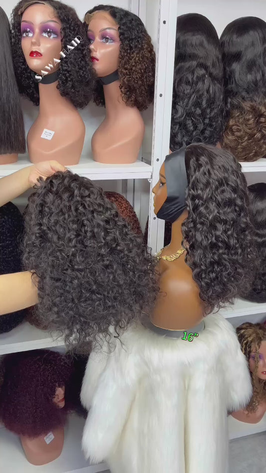 Headbands Wig Deep Curl Curly Human Hair Wigs Natural Color 12"-32"